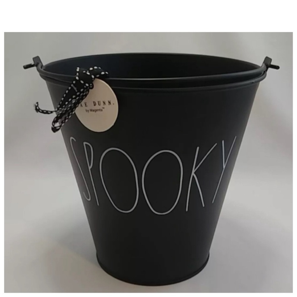 NEW Rae Dunn Black Halloween Spooky Metal Bucket 👻